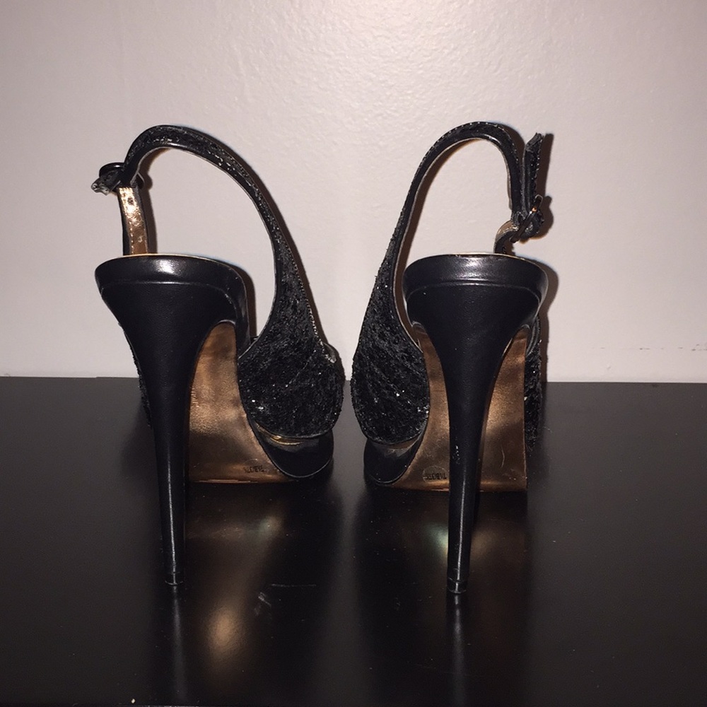 Bcbgeneration Markus Black Glitter Slingback Heels - image 5